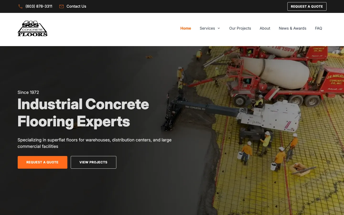 S&S Concrete Floors website homepage